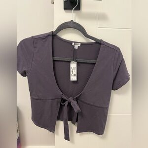 Purple front tie tee shirt